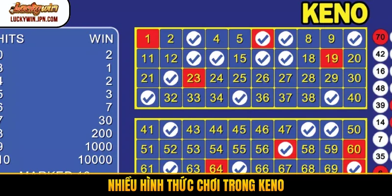 Nhiều hình thức chơi trong Keno